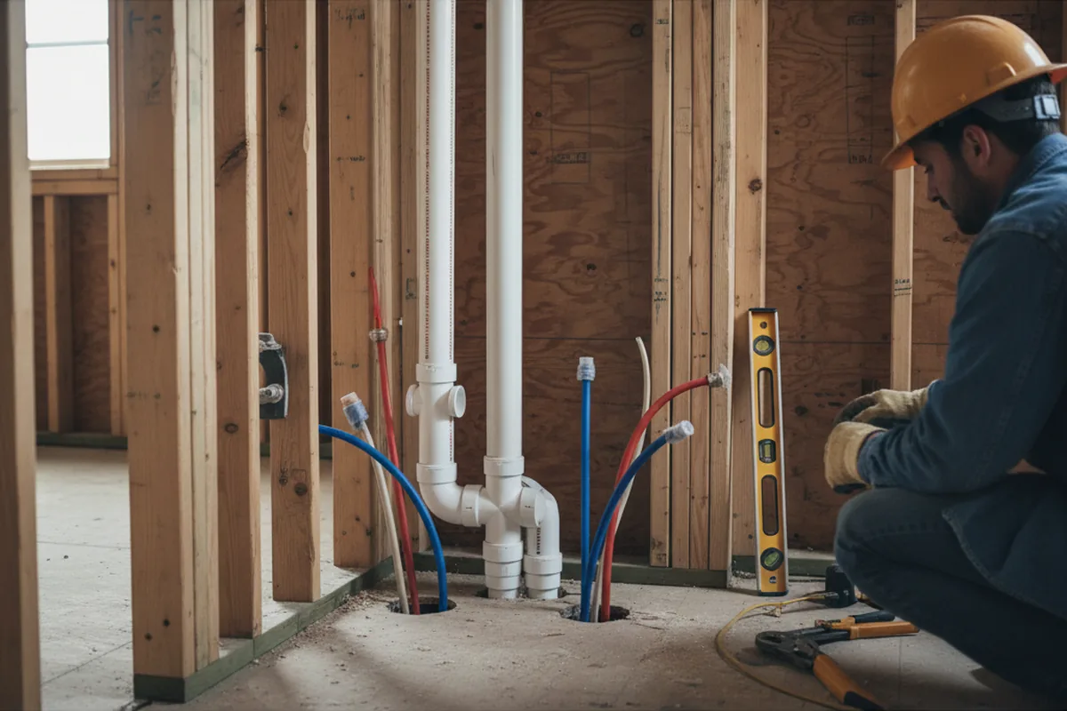Drain and supply rough-in during Leak Detection in Galveston